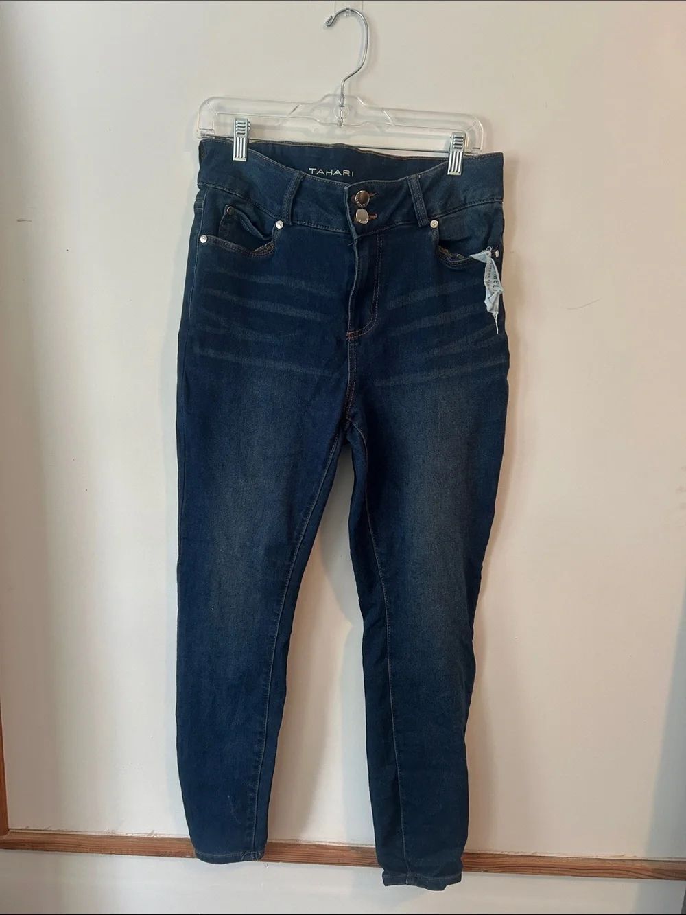 Tahari Amelia Dark Blue Skinny Jeans — High-Rise Stretch